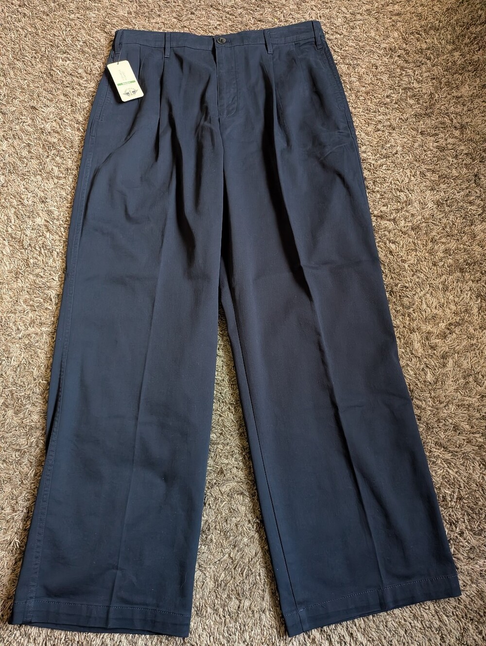 NWT Dockers Navy High Rise Wide Leg Pleated Cotton Pants Women's Sz 32